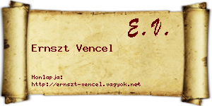Ernszt Vencel névjegykártya